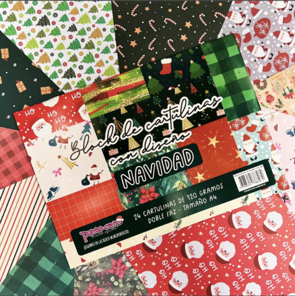 Pack de block de hojas x24 con diseño navidad Punto Cero